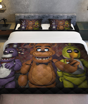 FNaF Bedding Set 3D Quilt Set Cartoon Freddy Fazbear Chica Foxy Bed Linen - Lusy Store LLC