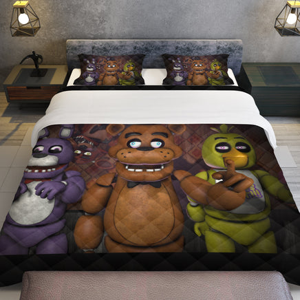 FNaF Bedding Set 3D Quilt Set Cartoon Freddy Fazbear Chica Foxy Bed Linen - Lusy Store LLC