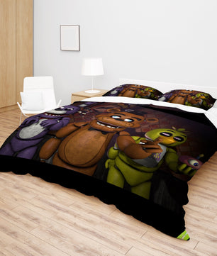 FNaF Bedding Set 3D Quilt Set Cartoon Freddy Fazbear Chica Foxy Bed Linen - Lusy Store LLC