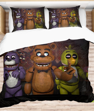 FNaF Bedding Set 3D Quilt Set Cartoon Freddy Fazbear Chica Foxy Bed Linen - Lusy Store LLC