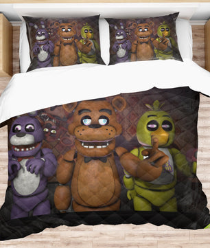 FNaF Bedding Set 3D Quilt Set Cartoon Freddy Fazbear Chica Foxy Bed Linen - Lusy Store LLC
