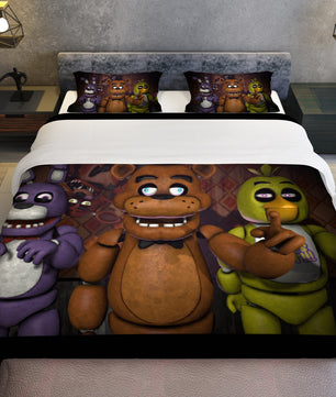 FNaF Bedding Set 3D Quilt Set Cartoon Freddy Fazbear Chica Foxy Bed Linen - Lusy Store LLC