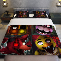 FNaF Bedding Set 3D Quilt Set Cute Freddy Bonnie Foxy Chica Bed Linen - Lusy Store LLC