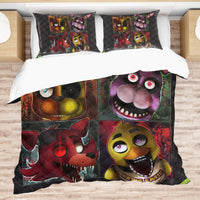 FNaF Bedding Set 3D Quilt Set Cute Freddy Bonnie Foxy Chica Bed Linen - Lusy Store LLC