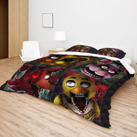 FNaF Bedding Set 3D Quilt Set Cute Freddy Bonnie Foxy Chica Bed Linen - Lusy Store LLC