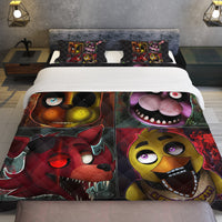 FNaF Bedding Set 3D Quilt Set Cute Freddy Bonnie Foxy Chica Bed Linen - Lusy Store LLC