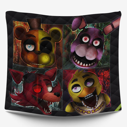 FNaF Bedding Set 3D Quilt Set Cute Freddy Bonnie Foxy Chica Bed Linen - Lusy Store LLC