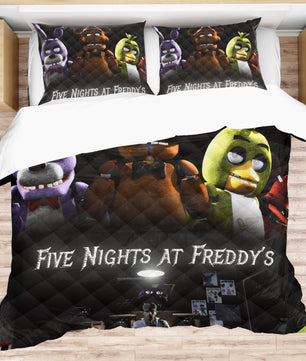 FNaF Bedding Set 3D Quilt Set Freddy Bonnie Chica Foxy Funny Bed Linen - Lusy Store LLC