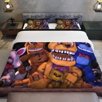 FNaF Bedding Set 3D Quilt Set Golden Freddy Cute Horror Game Bed Linen Quilt Set (3pcs)