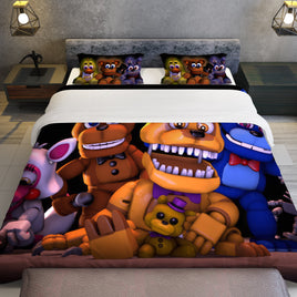 FNaF Bedding Set 3D Quilt Set Golden Freddy Cute Horror Game Bed Linen Bedding Set (3pcs)