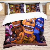 FNaF Bedding Set 3D Quilt Set Golden Freddy Cute Horror Game Bed Linen Bedding Set (4pcs)