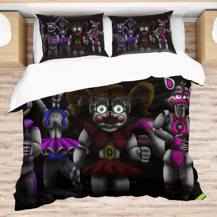 FNaF Bedding Set 3D Quilt Set Sister Location Cute Horror Game Bed Linen - Lusy Store LLC