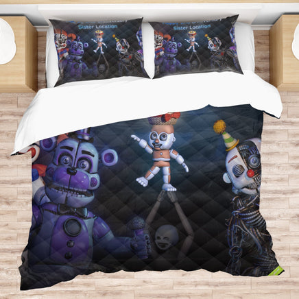 FNaF Bedding Set 3D Quilt Set Sister Location Cute Horror Game Bed Linen - Lusy Store LLC