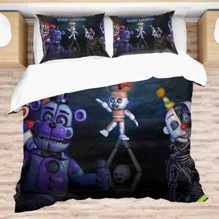 FNaF Bedding Set 3D Quilt Set Sister Location Cute Horror Game Bed Linen - Lusy Store LLC