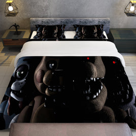 FNaF Bedding Set Black Quilt Set Nightmare Freddy Fazbear Chica Fox Bed Linen - Lusy Store LLC