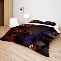 FNaF Bedding Set Bonnie Foxy Glamrock Quilt Set 3D Horror Movie - Lusy Store LLC