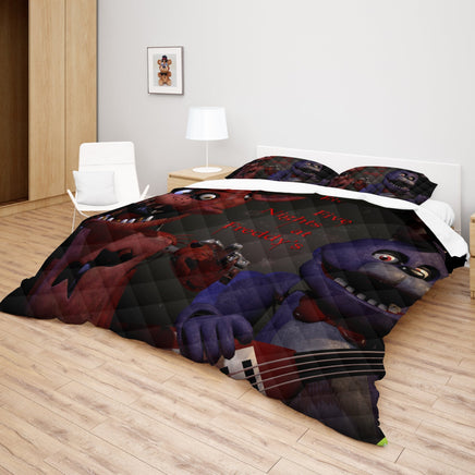 FNaF Bedding Set Bonnie Foxy Glamrock Quilt Set 3D Horror Movie - Lusy Store LLC