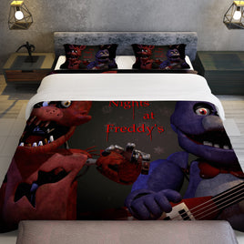 FNaF Bedding Set Bonnie Foxy Glamrock Quilt Set 3D Horror Movie - Lusy Store LLC