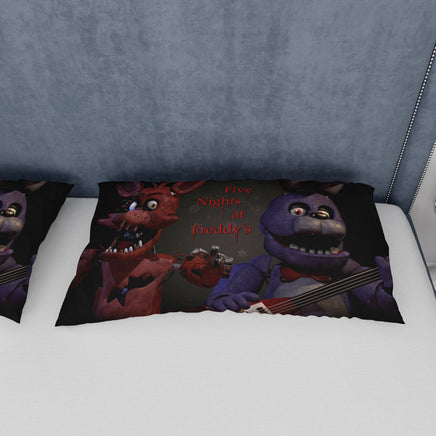 FNaF Bedding Set Bonnie Foxy Glamrock Quilt Set 3D Horror Movie - Lusy Store LLC