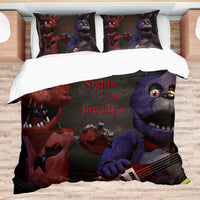 FNaF Bedding Set Bonnie Foxy Glamrock Quilt Set 3D Horror Movie - Lusy Store LLC