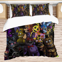 FNaF Bedding Set Cartoon Horror Movie Quilt Set FNaF World Withered Bonnie Glamrock - Lusy Store LLC