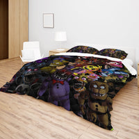 FNaF Bedding Set Cartoon Horror Movie Quilt Set FNaF World Withered Bonnie Glamrock - Lusy Store LLC