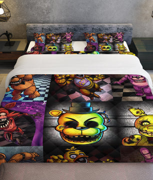 FNaF Bedding Set Colorful Quilt Set Cartoon Freddy Fazbear Chica Fox Bed Linen - Lusy Store LLC