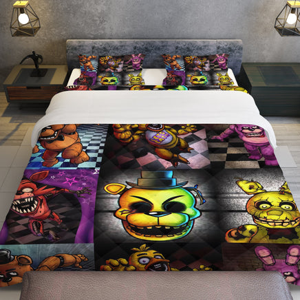 FNaF Bedding Set Colorful Quilt Set Cartoon Freddy Fazbear Chica Fox Bed Linen - Lusy Store LLC