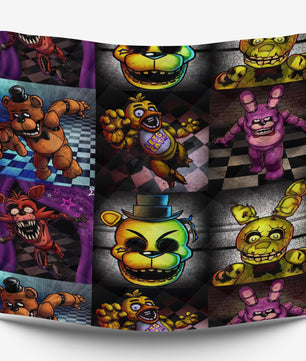 FNaF Bedding Set Colorful Quilt Set Cartoon Freddy Fazbear Chica Fox Bed Linen - Lusy Store LLC