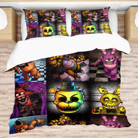 FNaF Bedding Set Colorful Quilt Set Cartoon Freddy Fazbear Chica Fox Bed Linen - Lusy Store LLC