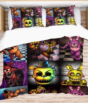 FNaF Bedding Set Colorful Quilt Set Cartoon Freddy Fazbear Chica Fox Bed Linen - Lusy Store LLC