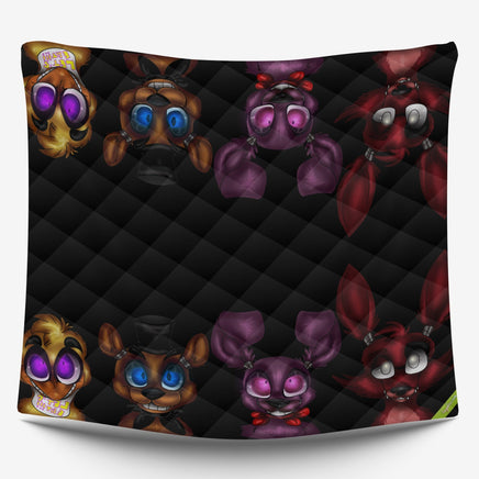 FNaF Bedding Set Cute Nightmare Bonnie Foxy Freddy Chica Quilt Set 3D Horror Movie - Lusy Store LLC