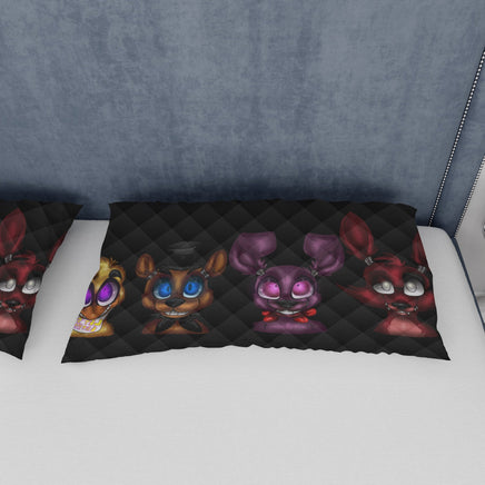 FNaF Bedding Set Cute Nightmare Bonnie Foxy Freddy Chica Quilt Set 3D Horror Movie - Lusy Store LLC