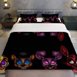 FNaF Bedding Set Cute Nightmare Bonnie Foxy Freddy Chica Quilt Set 3D Horror Movie - Lusy Store LLC