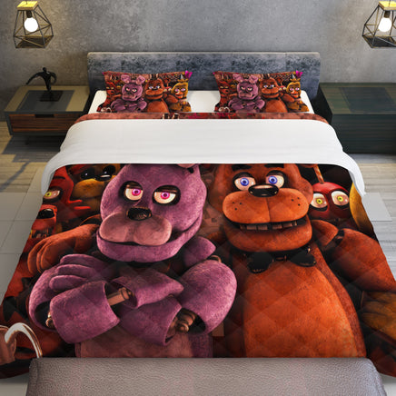 FNaF Bedding Set FNaF World Glamrock Quilt Set 3D Horror Movie - Lusy Store LLC