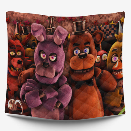 FNaF Bedding Set FNaF World Glamrock Quilt Set 3D Horror Movie - Lusy Store LLC