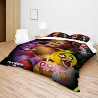 FNaF Bedding Set Freddy Fazbear Chica Foxy Glamrock Quilt Blanket FNaF Gift - Lusy Store LLC