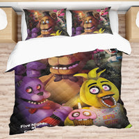 FNaF Bedding Set Freddy Fazbear Chica Foxy Glamrock Quilt Blanket FNaF Gift - Lusy Store LLC