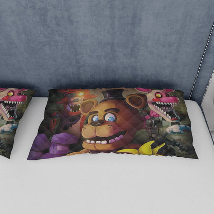 FNaF Bedding Set Freddy Fazbear Chica Foxy Glamrock Quilt Blanket FNaF Gift - Lusy Store LLC