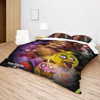 FNaF Bedding Set Freddy Fazbear Chica Foxy Glamrock Quilt Blanket FNaF Gift - Lusy Store LLC