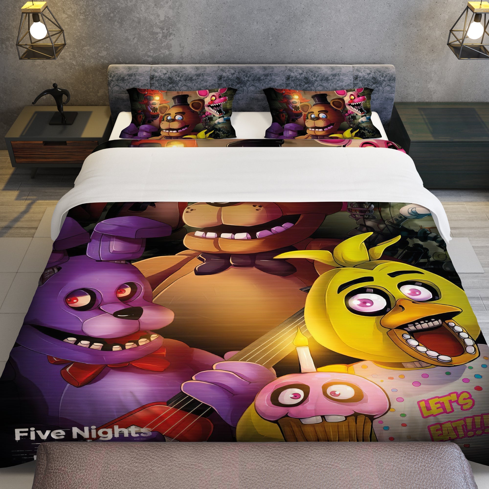 FNaF Bedding Set Freddy Fazbear Chica Foxy Glamrock Quilt Blanket FNaF Gift