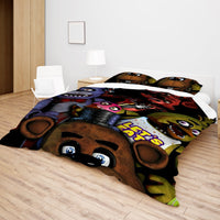 FNaF Bedding Set Freddy Fazbear Glamrock Bonnie Chica Foxy Quilt Blanket FNaF Gift - Lusy Store LLC