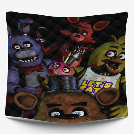 FNaF Bedding Set Freddy Fazbear Glamrock Bonnie Chica Foxy Quilt Blanket FNaF Gift - Lusy Store LLC