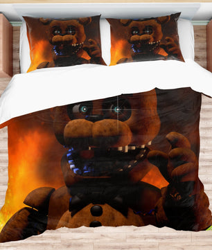 FNaF Bedding Set Freddy Fazbear Quilt Set Comfortable Soft Breathable 3D Horror Movie - Lusy Store LLC