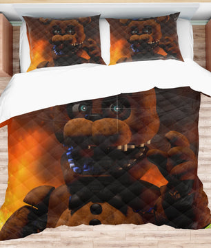 FNaF Bedding Set Freddy Fazbear Quilt Set Comfortable Soft Breathable 3D Horror Movie - Lusy Store LLC