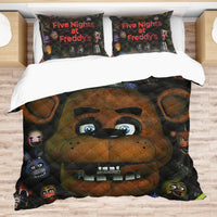 FNaF Bedding Set Game Freddy Fazbear Golden Freddy Black Quilt Set - Lusy Store LLC