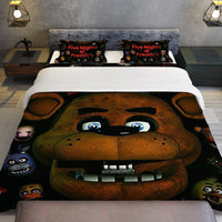 FNaF Bedding Set Game Freddy Fazbear Golden Freddy Black Quilt Set - Lusy Store LLC