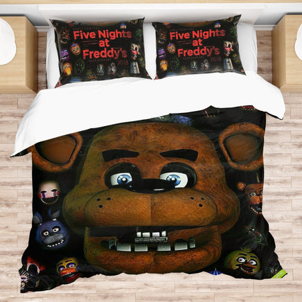 FNaF Bedding Set Game Freddy Fazbear Golden Freddy Black Quilt Set - Lusy Store LLC