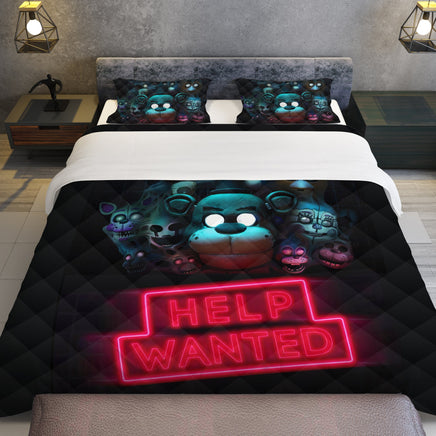 FNaF Bedding Set Game Freddy Fazbear Springtrap Golden Freddy Black Quilt Set - Lusy Store LLC