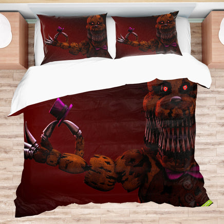 FNaF Bedding Set Horror Game Freddy Fazbear Quilt Set 3D Comfortable Soft Breathable - Lusy Store LLC